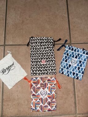 Brighton Jewelry Heart Print Drawstring Pouches - Blue, Black, Multi